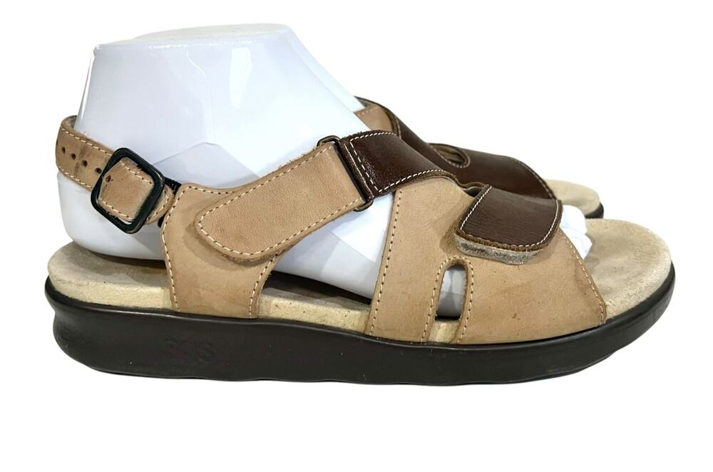 SAS Huggy Sandals All Day Womens 8 N Tripad Comfort Slingback Brown Tan Leather